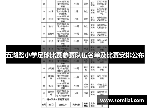 五湖路小学足球比赛参赛队伍名单及比赛安排公布